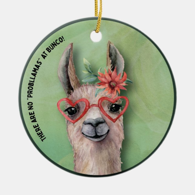Bunco Funny Christmas Llama Keramik Ornament (Vorne)