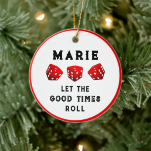 Bunco Game Night Classic Round Sticker Keramik Ornament