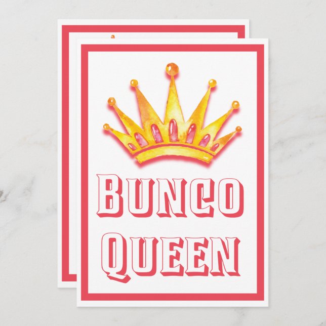 Bunco Game Night Queen Crown Watercolor Einladung (Vorne/Hinten)