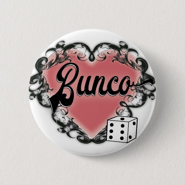Bunco Girls übernachten Herztätowierung Button (Vorderseite)