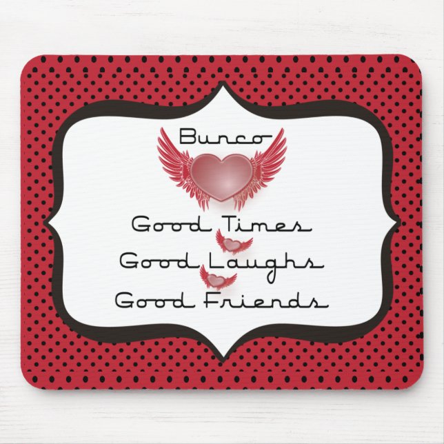 Bunco - gute Zeiten, Lachen, Freunde - Retro Herz Mousepad (Vorne)