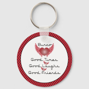 Bunco - Gute Zeiten, Lachen, Freunde - Retro Herz Schlüsselanhänger