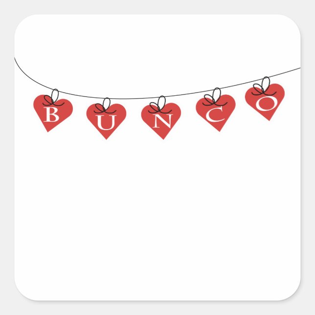 Bunco Heart Banner Quadratischer Aufkleber (Vorderseite)