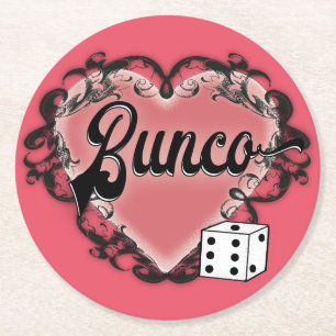 Bunco-Herz-Tattoo Runder Pappuntersetzer