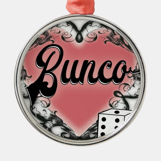 Bunco-Herz-Tattoo Silbernes Ornament (Vorne)