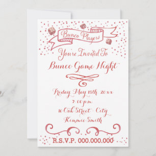 Bunco Invite - Ribbon und Würfel Einladung