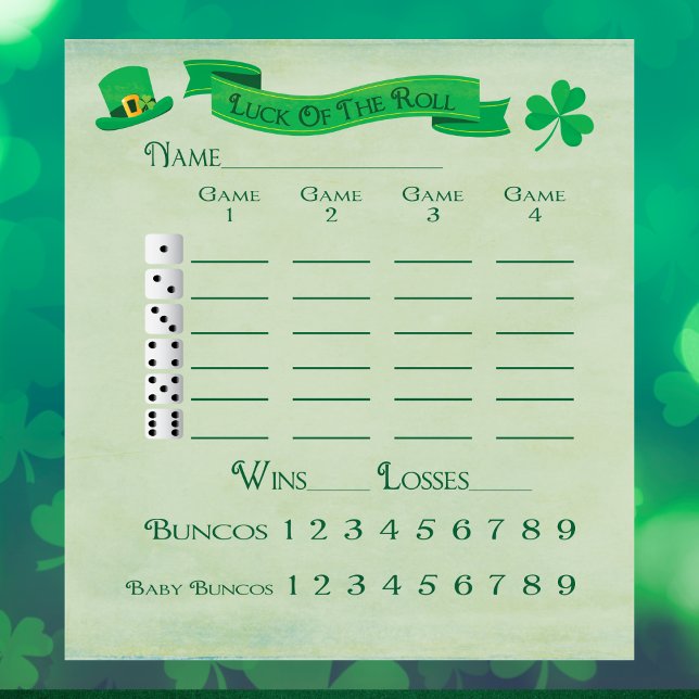 Bunco Lucky Roll Score Pad März Saint Patricks Notizblock (Von Creator hochgeladen)