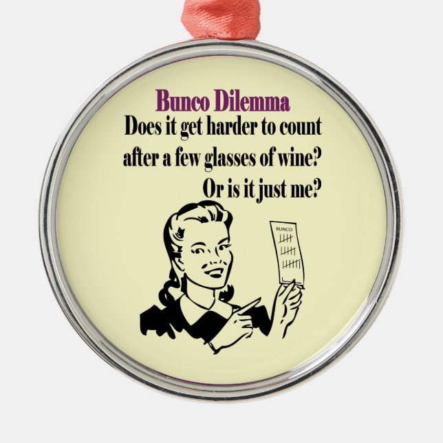 Bunco - lustiges Dilema Silbernes Ornament (Vorne)