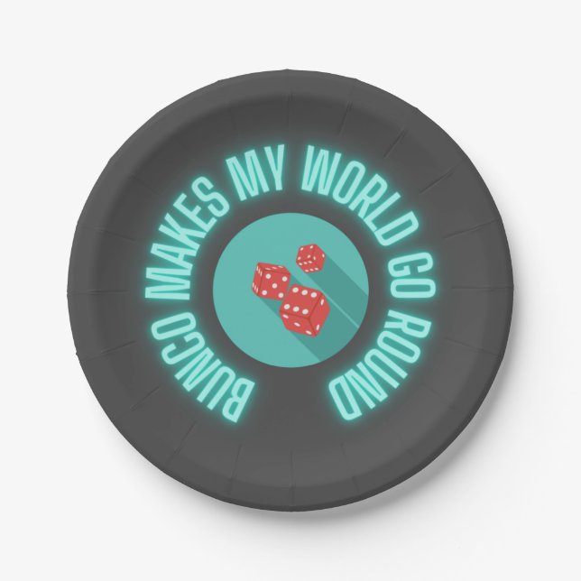 Bunco macht meine Welt zum Neon Pappteller (Vorderseite)