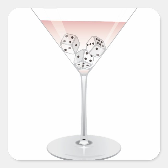 Bunco Martini Cocktail Quadratischer Aufkleber (Vorderseite)