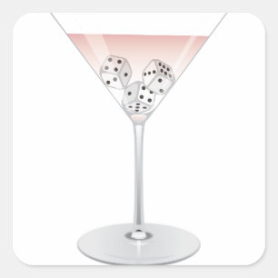 Bunco Martini Cocktail Quadratischer Aufkleber