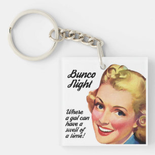 Bunco-Nacht Lustige Retro-Frau Toll Zeit Schlüsselanhänger