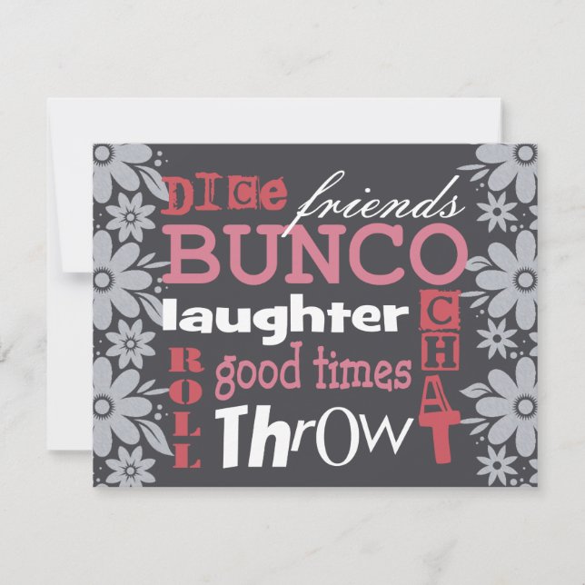 Bunco Night Hübsche Blume laden ein Einladung (Vorderseite)