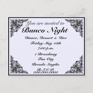 Bunco Night Vintage Viktorianische Einladung