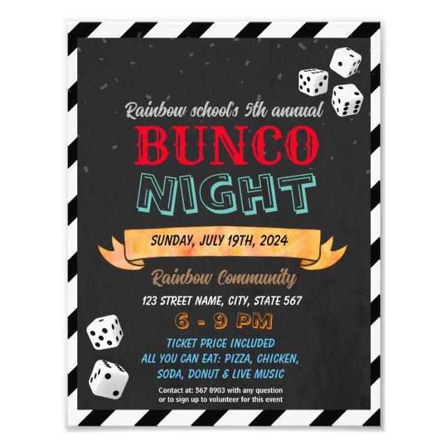 Bunco Night-Vorlage Fotodruck (Vorne)