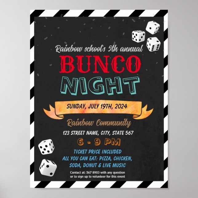 Bunco Night-Vorlage Poster (Vorne)