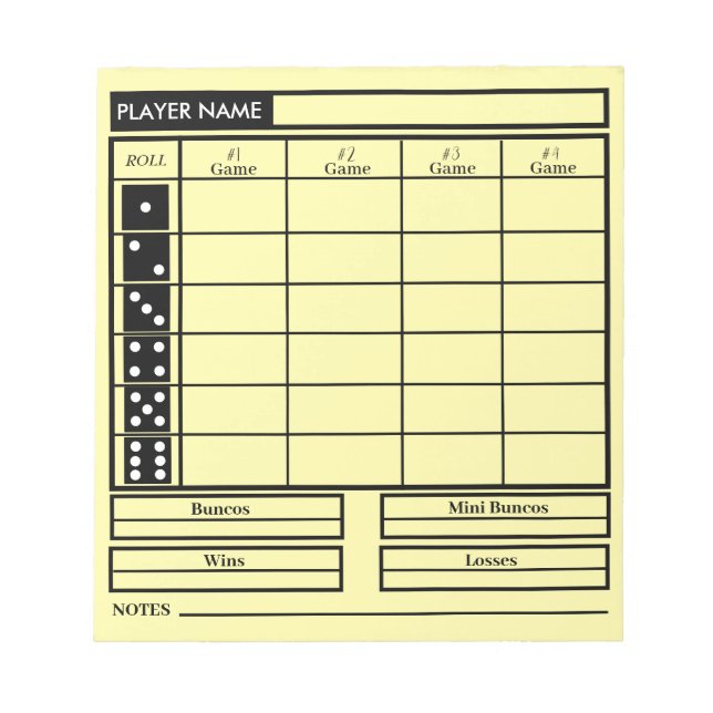 Bunco Notizblock (Vorderseite)