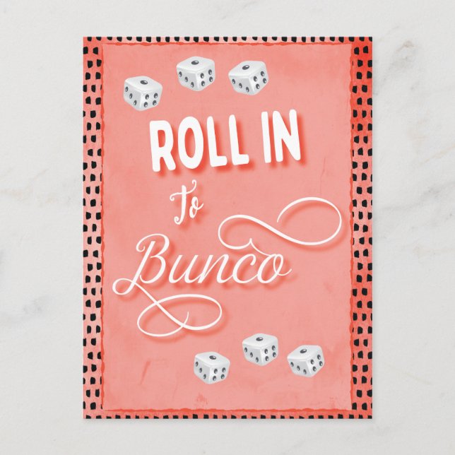 Bunco oder Bunco Dice Game Night Party Einladung Postkarte (Vorderseite)