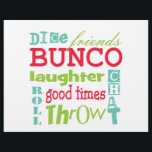 Bunco Paper Tischset Flyer<br><div class="desc">Fun multicolor U-Bahn Kunst Grafik Bunco Design. Die Hintergrundfarbe kann geändert werden. Gezeigt sind die Worte Freunde,  Bunco,  Würfel,  werfen,  werfen,  Chat,  Lachen und gute Zeiten. Macht einen großartigen und cleveren Preis oder Geschenk. Ideal für Ihr nächstes Bunco Event. Verwenden Sie als Papierplattentat für Ihre Bunco-Veranstaltungen.</div>