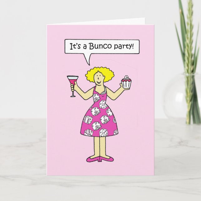 Bunco Party Einladung, Cartoon-Dame Einladung (Vorderseite)