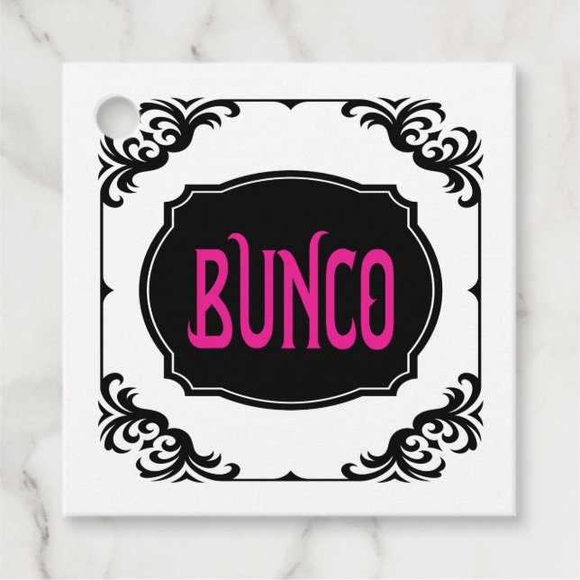 Bunco Party Prize Gift Pink Black Elegante Geschenkanhänger (Vorderseite)