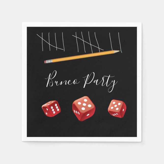 Bunco Party Red Dice Modern Serviette (Vorderseite)