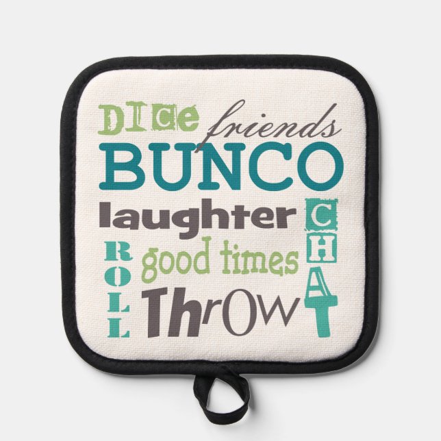 Bunco Player Typografie Topflappen (Vorderseite)