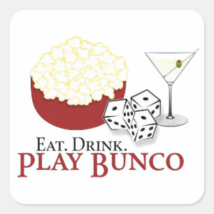 Bunco Popcorn Cocktail Quadratischer Aufkleber