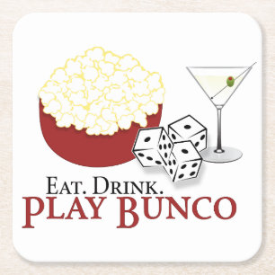 Bunco Popcorn Cocktail Rechteckiger Pappuntersetzer