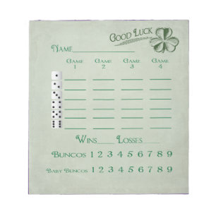 Bunco-Punktetabelle März St. Patricks-Thema Notizblock