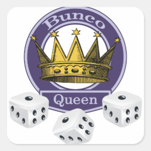 Bunco Queen Crown and Dice Quadratischer Aufkleber