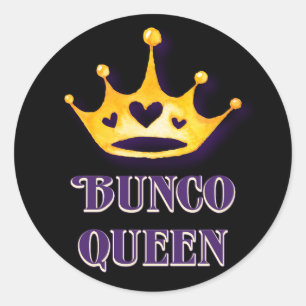 Bunco Queen Crown Party Lila Black Runder Aufkleber
