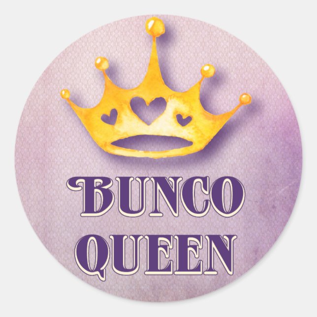 Bunco Queen Crown Party Runder Aufkleber (Vorderseite)