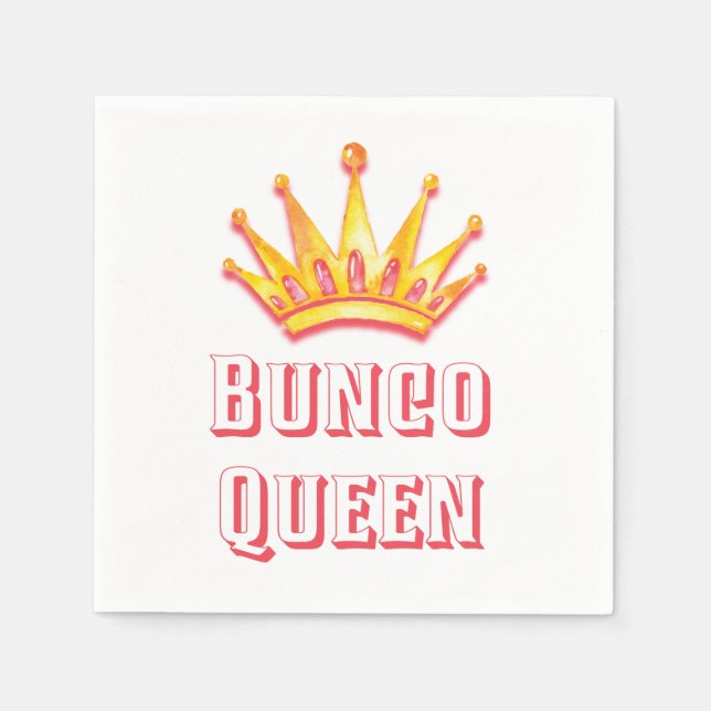 Bunco Queen Gold Pink Crown Wasserfarbe Serviette (Vorderseite)