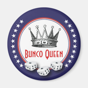 Bunco Queen Magnet rot, weiß und blau mit Stars