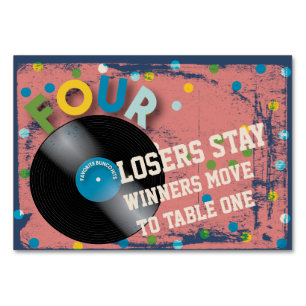 Bunco Rock-and-Rolltabellen-Karte #4 Tischnummer