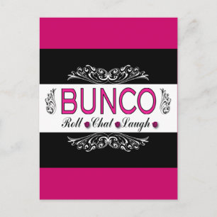 Bunco, Roll, Chat, lachen in Rosa, Schwarz und Wei Postkarte
