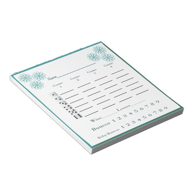 Bunco score pad - Blume Notizblock (angewinkelt)