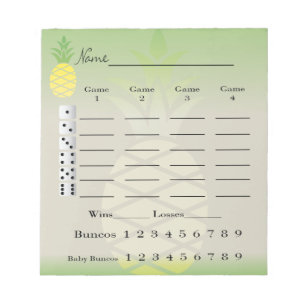 Bunco score pad or score card - Tropische Ananas Notizblock