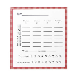 Bunco score pad - Red Gingham Western Land Notizblock