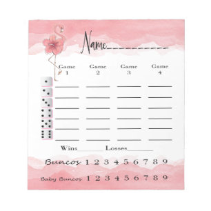 Bunco Score Pad - rosa Flamingo Tropischer Spaß Notizblock