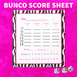Bunco score pad - Zebradesign Notizblock<br><div class="desc">Fügen Sie bei Ihrem nächsten Bunco-Ereignis einen Stil hinzu. Dieses schwarze,  weiße und zebrafarbene Design ist sicher ein Hit. Fügen Sie Ihren eigenen Gruppennamen oder eine andere Personalisierung hinzu.</div>