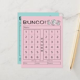Bunco Score Sheet - Einzelne Tally für Würfel