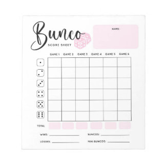 Bunco Score Sheet Pad Notizblock