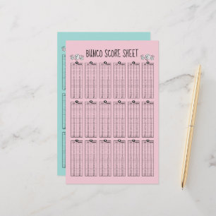 Bunco Score Sheet - Tabelle Score für Würfel
