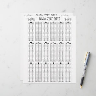 Bunco Score Sheet - Tabelle Score für Würfel Briefbogen