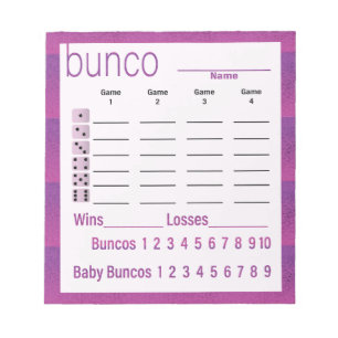 Bunco Score Sheets Purple Pink Modern Notizblock