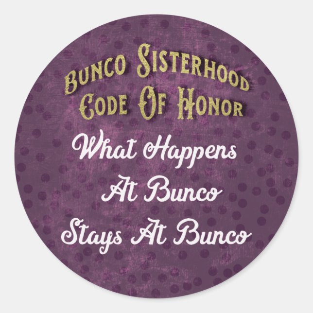 Bunco Sisterhood Dice Game Night Runder Aufkleber (Vorderseite)