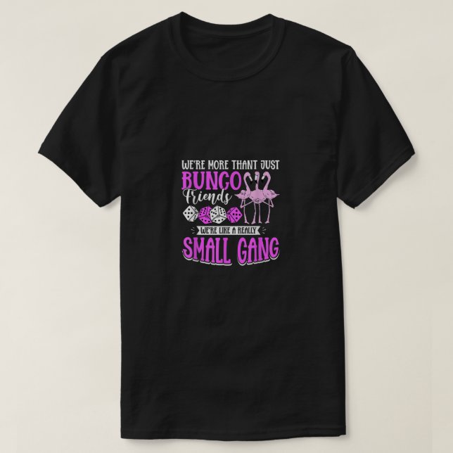 Bunco Spiel Flamingo Design für einen Bunco Babe T-Shirt (Design vorne)