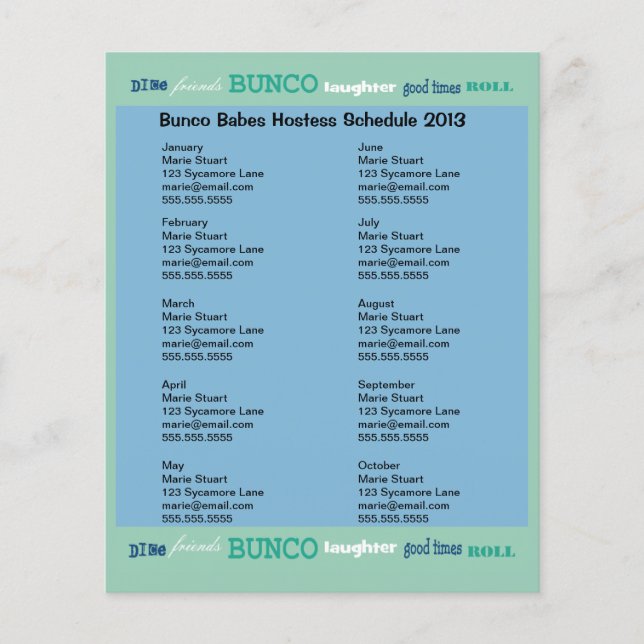 Bunco Subway Hosting-Kalender Flyer (Vorne)